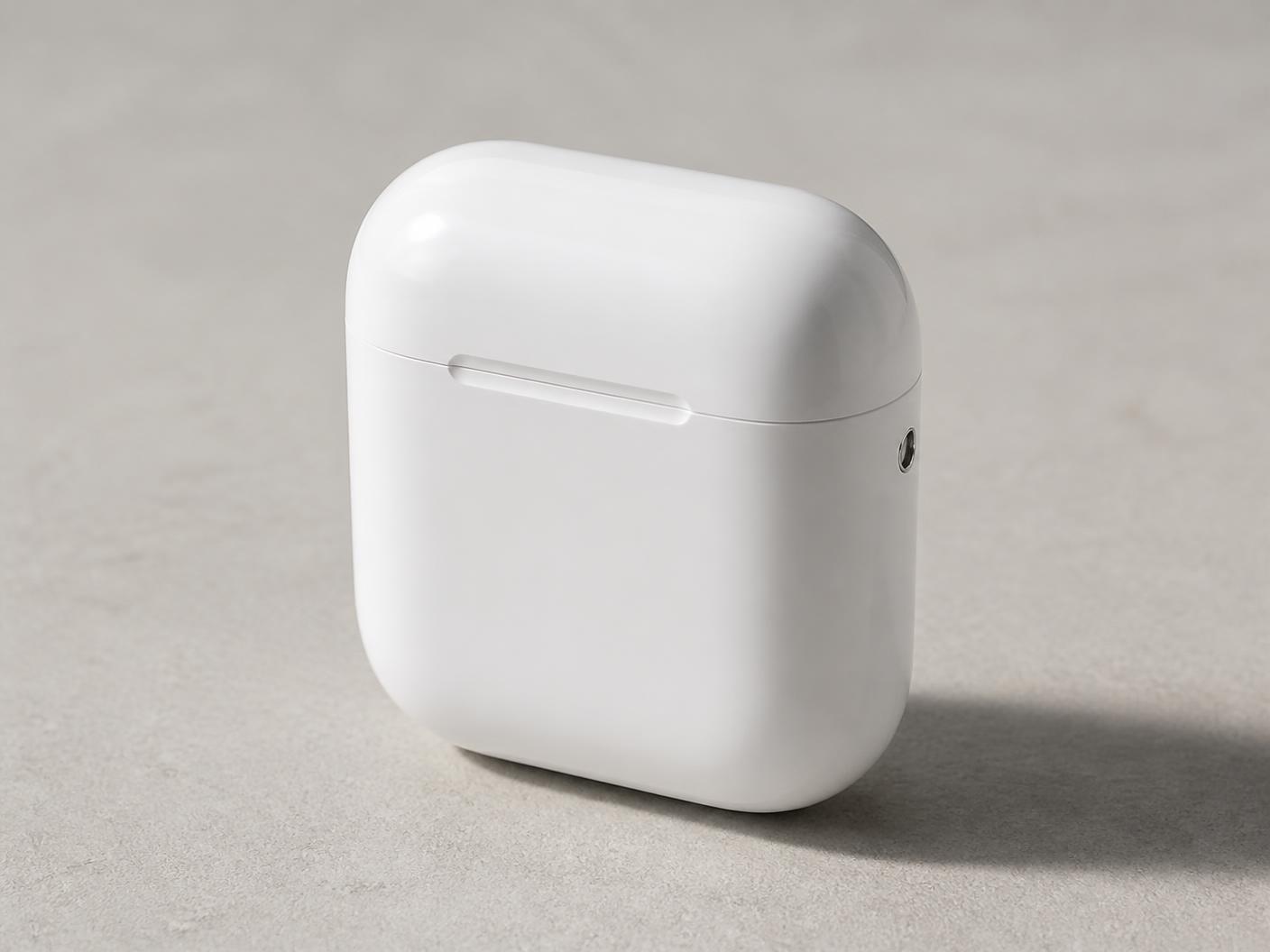 AirPods Pro charging case standing on a neutral surface